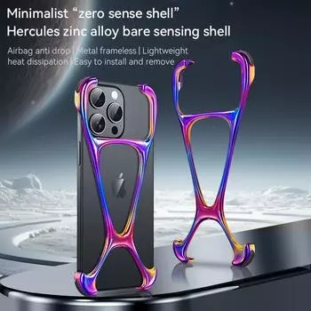 Металлический чехол для телефона из цинкового сплава для Iphone 13 14 15Pro Max 15Promax Bare Feel красочный корпус безрамный бампер для телефона противоударный чехол For iPhone 15
