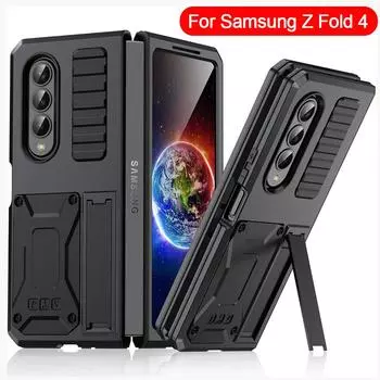 Металлический чехол из алюминиевого сплава для Samsung Galaxy Z Fold 4 5g, защитный чехол-подставка для тяжелых условий эксплуатации для Samsung Z Fold4 Capa For Samsung Z Fold 4 жёлтый