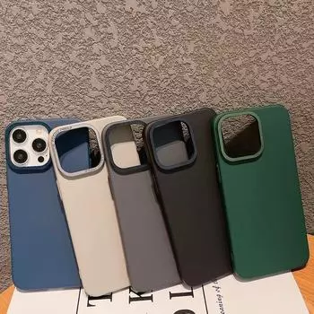 Металлический чехол с рамкой объектива для iPhone 15 Pro 14 13 12 11, противоударный одноцветный корпус из ПК, Samsung S23 S22 Ultra iPhone 15 чёрный