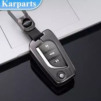 Металлический цинковый чехол для ключей от машины, полное покрытие для Toyota Highlander RAV4 Izoa CHR Levin Camry Corolla Reiz, 3 кнопки, защитный чехол для ключей чёрный