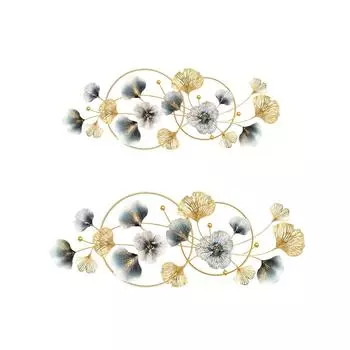 Металлический декор для стен в виде листьев гинкго, металлическая настенная скульптура, украшение для дома, 3D-декор для гостиной, ванной комнаты, дивана, фон 122x52cm