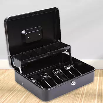 Металлический денежный ящик, органайзер для экономии денег, 2-х уровневый лоток, съемный замок для