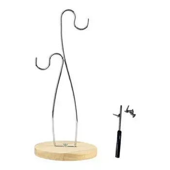 Металлический держатель для банана с деревянным основанием. Прочная несущая способность. Высокая устойчивость. Простая сборка. Подставка для банана. серебряный