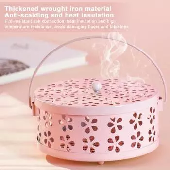 Металлический держатель для благовоний с отпугивающим эффектом и ручкой-крышкой, прочная полая спираль чёрный