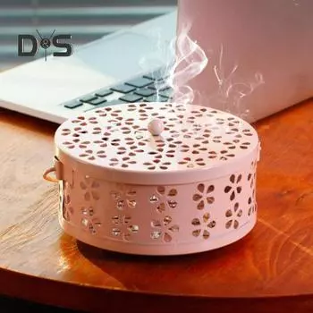 Металлический держатель для благовоний с ручкой-крышкой, прочная полая спиральная курильница для благовоний, переносной настольный контейнер для сбора золы красный/бронзовый