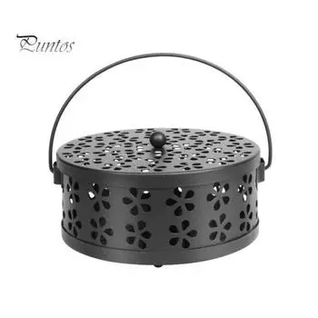 Металлический держатель для благовоний с ручкой-крышкой, прочная полая спиральная курильница для благовоний, переносной настольный контейнер для сбора золы розовый