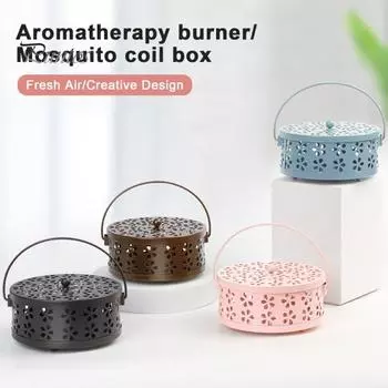 Металлический держатель для благовоний с ручкой-крышкой, прочная полая спиральная курильница для благовоний, переносной настольный контейнер для сбора золы чёрный