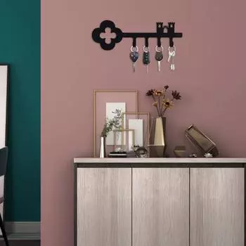 Металлический держатель для ключей с 4 крючками, органайзер для ключей в прихожую, черный, настенный, в форме крючка для ключей, сумки, одежды