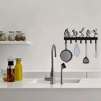 Металлический держатель для ключей симфонического оркестра, крючки, 11,81 дюйма, настенный органайзер, декоративные крючки для ключей, стильная стойка для хранения на стене белый