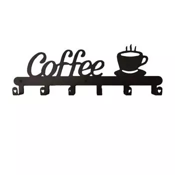 Металлический держатель для кофейной кружки, подставка для крючков в форме кофе, 6 крючков, подвесные стойки для кофейных чашек, настенные Type 1