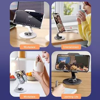 Металлический держатель для мобильного телефона с вращением на 360 градусов, регулируемая гибкая складная подставка для мобильного телефона, настольная подставка для планшета белый