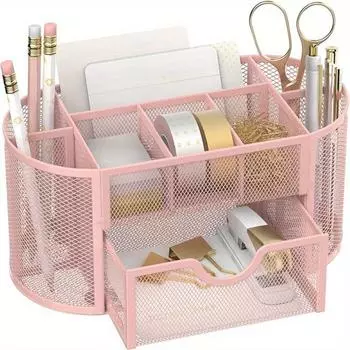 Металлический держатель для ручек, ствол для ручек, студенческие многофункциональные канцелярские принадлежности, креативный настольный железный сеточный комбинированный ящик для хранения с девятью сетками чёрный