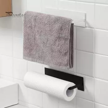 Металлический держатель для рулонной бумаги, сверхпрочный самоклеящийся водостойкий настенный держатель для ванной комнаты и кухни, диспенсер для туалетной бумаги, полотенец, стеллаж для хранения 1pc белый