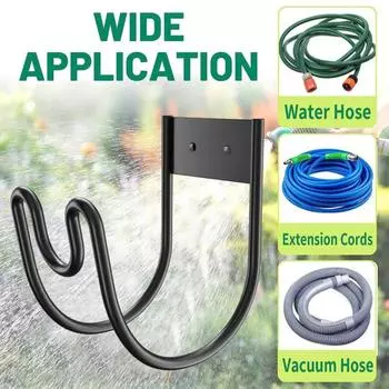 Металлический держатель для садового шланга, устойчивый к ржавчине, устойчивый к коррозии, простой монтаж, настенный держатель для шланга для воды, вешалка для шланга чёрный