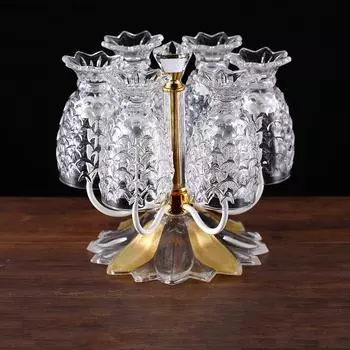 Металлический держатель для стакана, стеллаж для слива питьевой воды для гостиной, встроенный стеклянный держатель для хранения 6 стаканов, набор из шести предметов с держателями