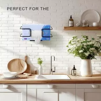 Металлический держатель перчаточного ящика с винтами Настенный противоскользящий ящик для салфеток Настенный органайзер Здравоохранение Общественное питание Стоматолог Одноразовая стойка для хранения перчаток чёрный