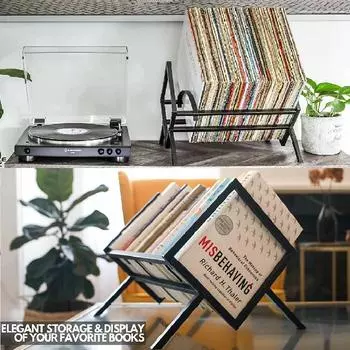 Металлический держатель виниловых пластинок Черный металлический держатель виниловых пластинок Стойка для хранения CD-пластинок Стойка для хранения виниловых пластинок чёрный