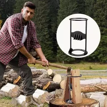 Металлический дровокол, прочный дровокол, ручной дровокол, клин для растопки, походный инструмент для приготовления пищи, портативный инструмент для колки дров чёрный