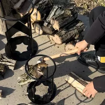 Металлический дровокол, прочный, из высокоуглеродистой стали, ручной дровокол, клин для растопки, для кемпинга, приготовления пищи, портативный инструмент для колки дров S