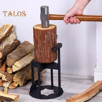 Металлический дровокол, прочный, из высокоуглеродистой стали, ручной дровокол, клин для растопки, для кемпинга, приготовления пищи, портативный инструмент для колки дров чёрный