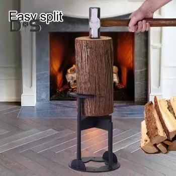 Металлический дровокол, прочный, из высокоуглеродистой стали, ручной дровокол, клин для растопки, для кемпинга, приготовления пищи, портативный инструмент для колки дров чёрный