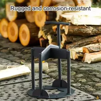 Металлический дровокол, прочный, из высокоуглеродистой стали, ручной дровокол, клин для растопки, для кемпинга, приготовления пищи, портативный инструмент для колки дров чёрный