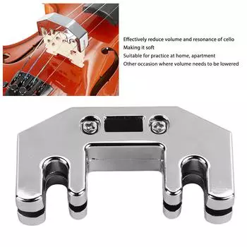 Металлический глушитель для виолончели, регулируемый для смычковых музыкальных инструментов, аксессуары BA36, серебристый