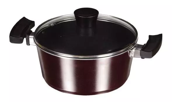 Металлический горшок Pearl 20 см со стеклянной крышкой, совместимый с IH, Rise Blue Diamond Coat Gold, двуручный, HB-1235