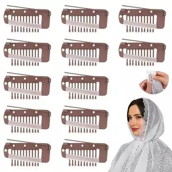 Металлический гребень Зажимы для париков Зажимы для накладных волос Зажимы для волос Аксессуары для париков Зажимы для наращивания волос для женщин светло-коричневого