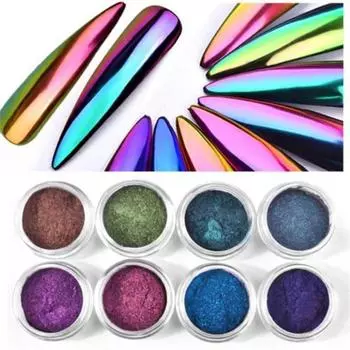 Металлический хромированный лак для ногтей, пигмент, меняющий цвет, голографический эффект 1