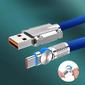 Металлический кабель для передачи данных 180 Вт, коленчатый, для быстрой зарядки, вращающийся кабель для зарядки клиента 100cm