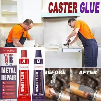 Металлический клей Нержавеющая сталь Алюминиевый сплав Стекло Пластик Дерево Керамика Быстросохнущий структурный клей (1 комплект(А + В), 20мл) One Size