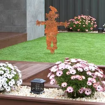 Металлический кол для пугала в саду, ржавый цвет, выветренный, железный, декоративный кол в стиле ретро