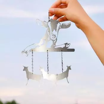Металлический колокольчик с изображением козы и таксы, устойчивый к погодным условиям, для внутреннего и наружного использования, для сада, патио, подвесной декоративный колокольчик с изображением животных на окне Goat
