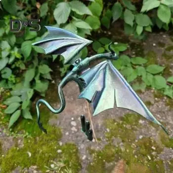 Металлический колокольчик с изображением летящего дракона с 3 трубками, натуральная успокаивающая мелодия для сада, патио, уличного винтажного подвесного колокольчика с драконом, украшение коричневый