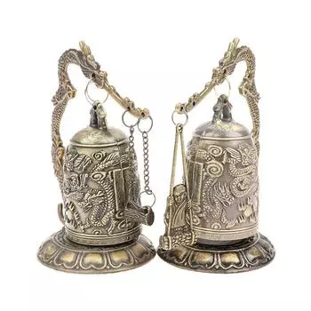 Металлический колокольчик с резным драконом, буддийские часы, украшение на удачу, домашний декор, фигурки