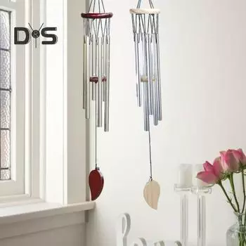 Металлический колокольчик ветра с 6 алюминиевыми трубками, естественная успокаивающая мелодия, садовое патио, уличное украшение, подвесной колокольчик, подарки на день рождения золотистый