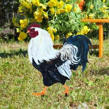 Металлический колышек для сада в виде петуха, устойчивый к погодным условиям, прочный, для наружного использования, патио, двора, газона, реалистичный, железный колышек для петуха, украшение A