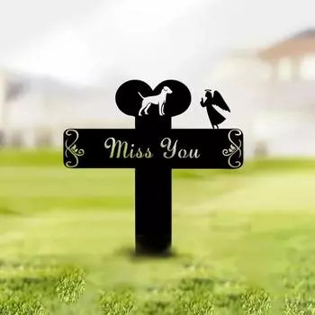 Металлический колышек для собак, садовый колышек, дань уважения, декор для домашних животных, идеальный подарок для сада или двора в память об утрате домашнего животного чёрный