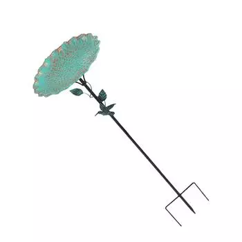 Металлический колышек для земли 32 дюйма, крюк пастуха, кормушка для птиц с декоративным дизайном в виде листа лотоса для сада, улицы, для любителей птиц