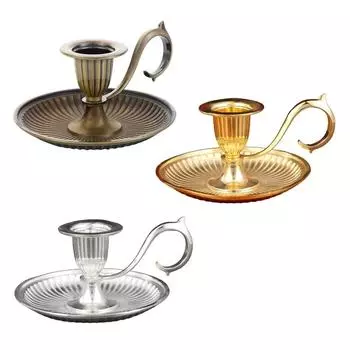 Металлический конический подсвечник с ручкой, подставка для свечей с одной головкой, ретро-подсвечник для украшения обеденного стола