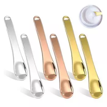 Металлический косметический шпатель для ухода за кожей, мини-маска для лица, многоразовый совок, ложки для макияжа, крема, лосьонов, увлажняющих средств 1 Pc золотой