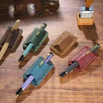 Металлический кожаный держатель для карандашей из нержавеющей стали, зажим для ручки для блокнота, планировщика, креативные аксессуары, канцелярские товары коричневый