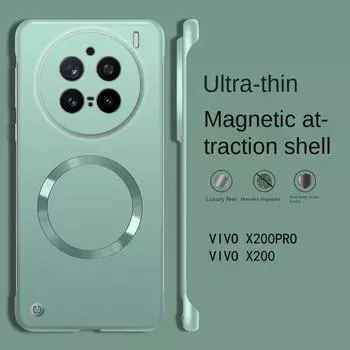 Металлический краска безрамный жесткий чехол для Vivo X200 Pro X 200 X100 Ultra X100s магнитный для Magsafe беспроводной зарядки защитный чехол для Vivo X200Pro for vivo X200 чёрный