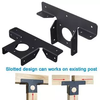 Металлический кронштейн для перголы, нержавеющий, повышенной прочности, сильная фиксация, сверхмощный угловой кронштейн, набор для работы по дереву, DIY Post Base Kit чёрный