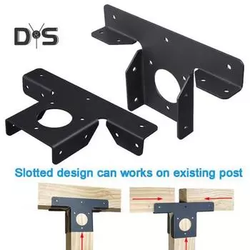 Металлический кронштейн для перголы, нержавеющий, повышенной прочности, сильная фиксация, сверхмощный угловой кронштейн, набор для работы по дереву, DIY Post Base Kit чёрный