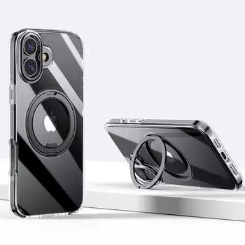 Металлический кронштейн магнитный прозрачный чехол для телефона iPhone 16 15 Pro Max 14 Pro 13 12 для Magsafe прозрачный противоударный гибридный жесткий бампер для ПК iPhone 16 белый