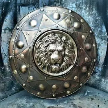 Металлический круглый средневековый рыцарь 24 Lion Face Round Shield Cosplay/Halloween Costume