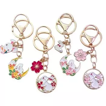 Металлический кулон в виде цветка кролика в китайском стиле брелок в виде кролика сакуры брелок для автомобиля yellow moon