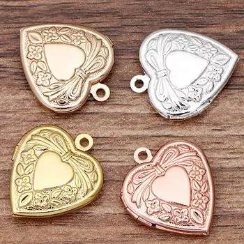 Металлический латунный медальон в форме сердца с подвесками, подвеска, изготовление ожерелья своими руками серебряный